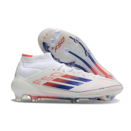 Korki Pilkarskie Adidas F50 Elite Mid FG Biały Czerwony Niebieski