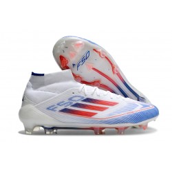 Korki Pilkarskie Adidas F50 Elite Mid FG Biały Czerwony Niebieski