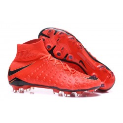 Korki Piłkarskie Meskie - Nike Hypervenom Phantom 3 DF FG Czerwony Czarny Jasny Karmazyn