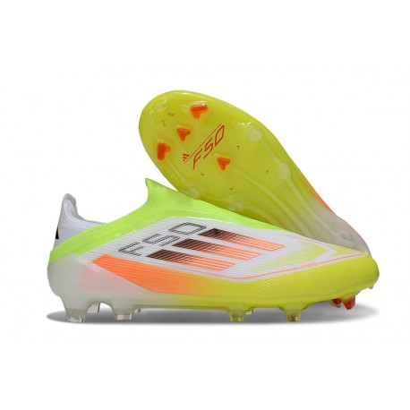 Adidas F50 Elite Laceless FG Zawistny Biały Pomarańczowy