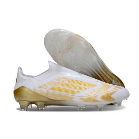 Adidas F50 Elite Laceless FG Biały Złoto