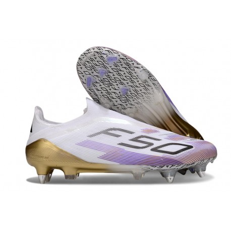 Adidas F50 Elite Laceless FG Biały Fioletowy Czarny