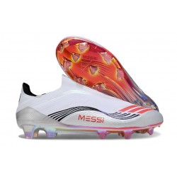 Adidas F50 Elite Laceless FG X Messi Biały Srebro Czerwony