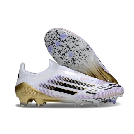 Adidas F50 Elite Laceless FG Vit Svart Guld