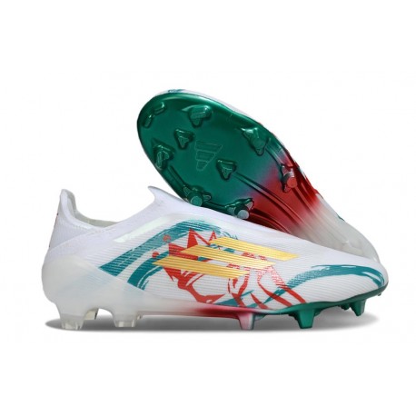 Buty Piłkarskie Adidas F50 Elite LL FG Biały Zielony Złoty