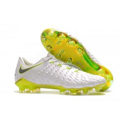 Nowe Korki Piłkarskie Nike HyperVenom Phantom III Elite FG Biały Metaliczny Szary Volt