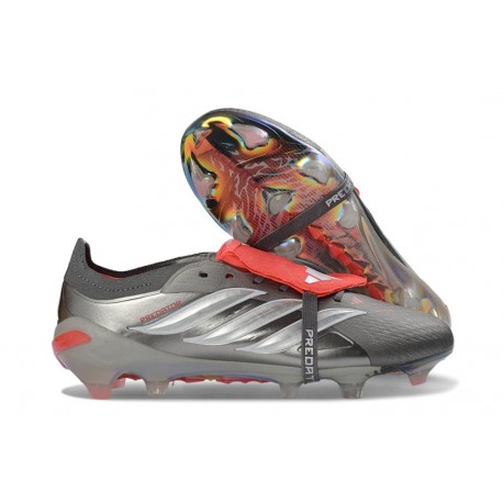 Adidas Predator 26 Tongue Elite FG Żelazo Metaliczne Biały Czerwony Lucid