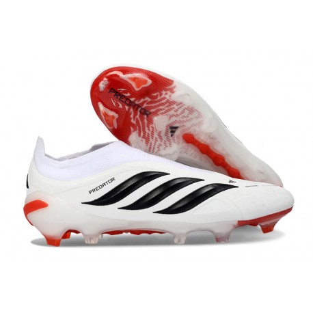 Buty Adidas Predator 26 Laceless Elite FG Biały Czarny Czerwony