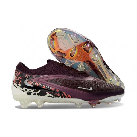 Buty Pilkarskie Nike Phantom 6 Elite Low FG Bordowy Beżowy Czerwony