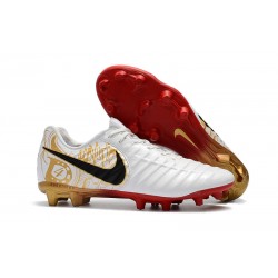 Tanie Buty piłkarskie Nike Tiempo Legend VII FG Białe Złoto Czarne