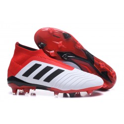 Buty piłkarskie Meskie - Adidas Predator 18+ FG Biały Czarny Czerwony