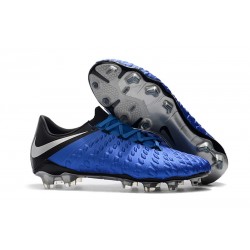 Tanie Buty piłkarskie Nike HyperVenom Phantom III FG Niebieskie Czarne Srebrne