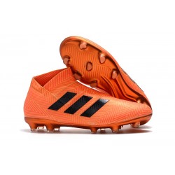 Profesjonalne - Korki Piłkarskie adidas Nemeziz 18+ FG - Czarny Pomarańczowy